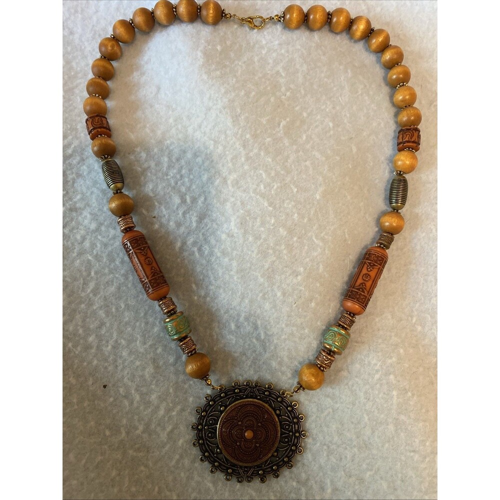 Lady Remington Vintage Necklace Chunky Wood Boho Excellent